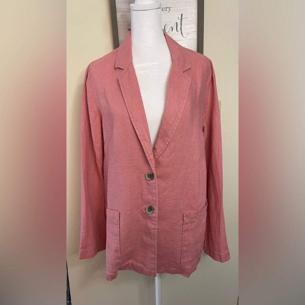 Coldwater Creek 100 % Linen Jacket Blazer Vintage Rose Size Small. NWOT